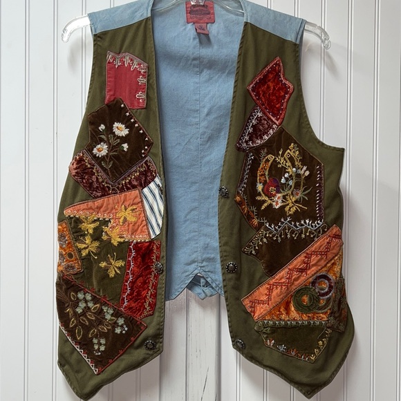 Cambridge Dry Goods Jackets & Blazers - 80s Patchwork Cambridge Country Store Vest L Western Bohemian Boho Hippie Floral